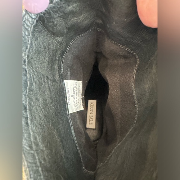 Steve Madden Freeway Dark Blue Leather High Heel Boot - Size 8 - Picture 3 of 6